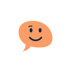 Smiling speech bubble icon for communication and happy chat message symbol