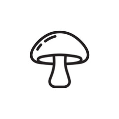 Mushroom line art illustration with natural forest elements