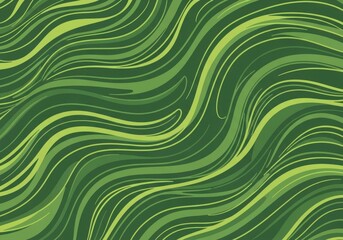 Vibrant abstract background with flowing wavy lines in various shades of green, forming a dynamic and organic pattern