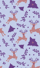 Christmas branches, New Year and garland seamless pattern background