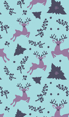 Christmas branches, New Year and garland seamless pattern background