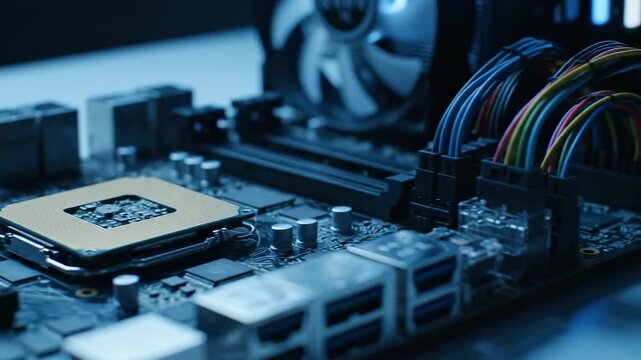 Computer Motherboard Components with CPU Socket