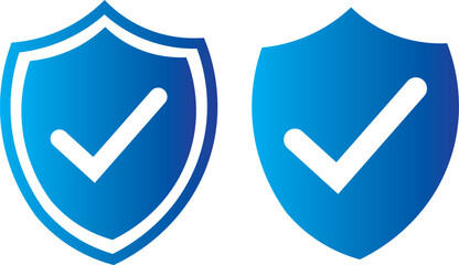 Shield with check mark icon vector, security symbols collection, protection badges,Thin line icons with editable stroke, Privacy protection, data safety, secure access, web security symbols,
