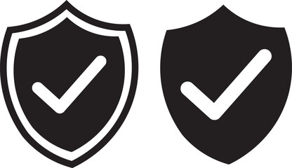 Shield with check mark icon vector, security symbols collection, protection badges,Thin line icons with editable stroke, Privacy protection, data safety, secure access, web security symbols,
