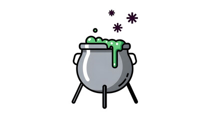 Fototapeta premium Halloween cauldron with bubbling potion vector illustration for spooky designs isolated on white bac