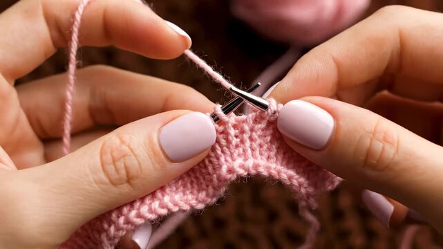 Hands Knitting Pink Yarn