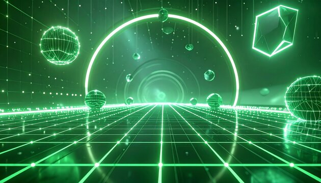 Abstract technology background featuring a digital grid of binary code with a fractal light explosion concept and pattern for a cyberspace data backdrop illustration