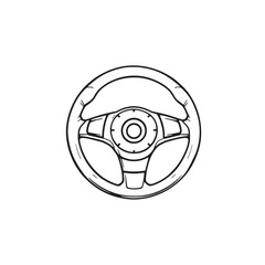 Steering wheel line art minimal illustration