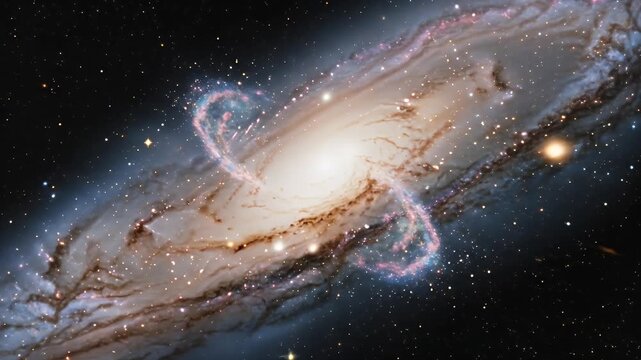 Andromeda Galaxy Swirls With Stars Cosmic Space Footage