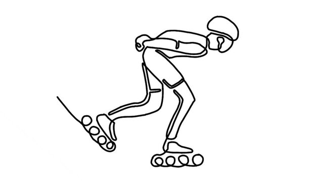 Continue line animation of roller skate player