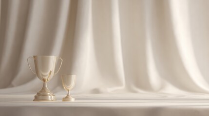 trophy and award ceremony scene, elegant setup, success and recognition theme