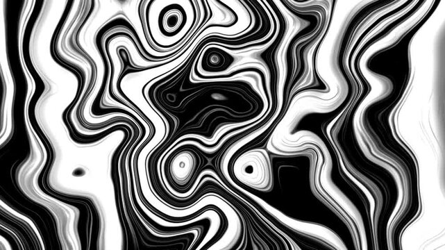 4K Black and White Liquid Abstract Marble Flow Background