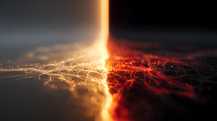 Intense abstract background with contrast and duality. vertical split shows light versus dark, powerful and dramatic display of energy