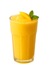 Refreshing mango smoothie in a glass on a transparent background