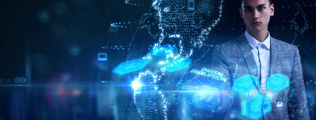 Digital disruption transformation innovation technology business internet concept.