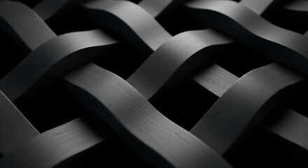 Captivating dark woven texture with intertwining strands creating a seamless abstract background, showcasing strength and intricate design for modern applications