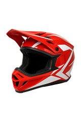 Red and White Motocross Helmet Safety Gear Racing Sport High quality Realistic image.