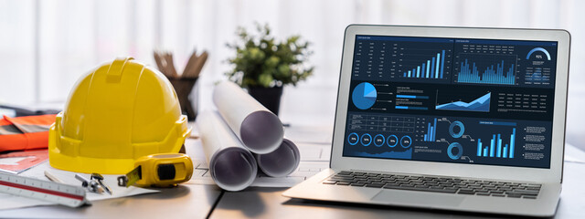 Business data dashboard provide business intelligence analytic for marketing strategy planning brisk with big data set to analyze customer demands and foreseeing business future