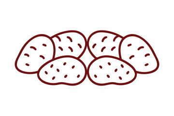 Red Outline Potatoes Icon on Black Background graphic