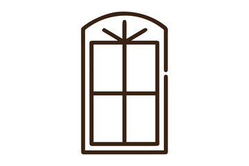 Simple Outline of a Traditional Arched Window with Panes icon symbol