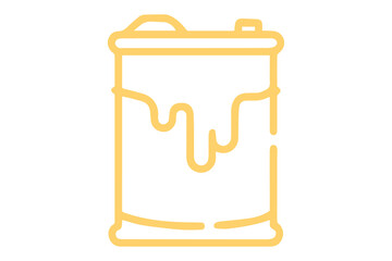 Yellow Outline of Paint Can Dripping on Black Background graphic design