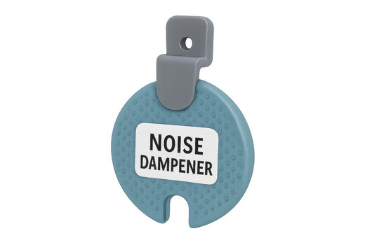 Blue plastic noise dampener reducing sound concept