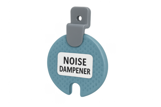 Blue plastic noise dampener reducing sound concept