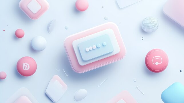 Clean modern app notification elements with soft-edged message bubble and comment icon, subtle drop shadows, pastel color palette, infographic style with numerical indicators, vector precision