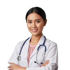 Confident Asian Female Doctor with Crossed Arms Looking at Camera