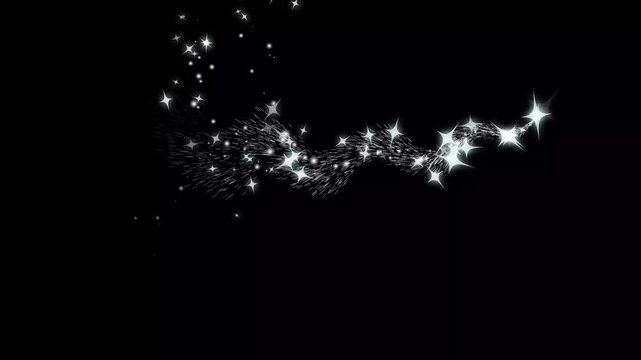 glitter sparkles line trail, Sparkling star twinkle glitter, magic sparkles glitter line stars, magic dust, pixie dust path, christmas stars isolated on a black screen glitter stars background