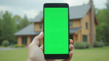 Commercial Display Mockup: Green Screen Display with Residence Background