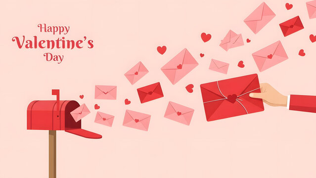 Valentine s day love letters flying out of mailbox