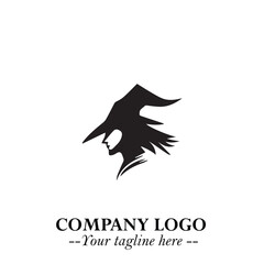 Mystical Black Witch Logo Symbol on White Background for Modern Magical Branding Design Effects