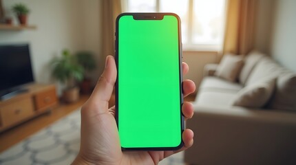 Commercial Display Mockup: Green Screen Display with Room Decor Environment