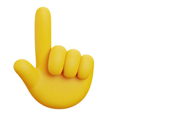 A yellow hand with the index finger pointing up against a black background in a cartoon style