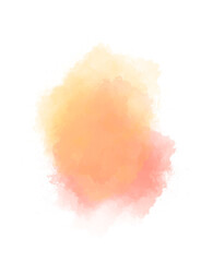 A vibrant, abstract watercolor stain in shades of peach and orange on a clean white background. Perfect for design elements.