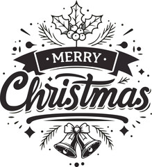 Merry vector Christmas illustration typography design
