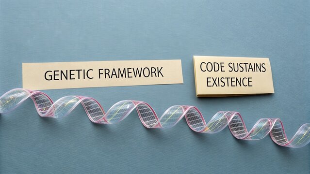 Genetic Framework and Code Sustains Existence Illustration Concept on Blue Background for Science and Education Visuals