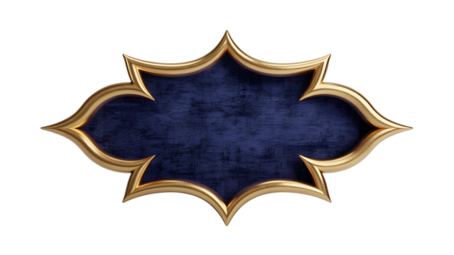 Ornate dark blue and gold decorative label isolated on transparent background