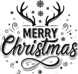 Fototapeta premium Merry illustration vector typography design Christmas