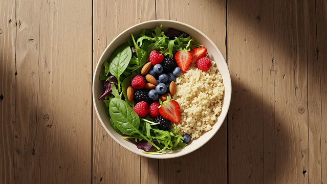 Healthy Breakfast Bowl with Berries and Nuts.