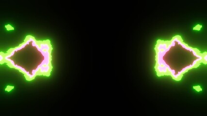 Bright luminous display, energized neon illumination featuring lively hues and animated designs, bright fluorescent visuals with pulsating shapes showcasing energetic movement and colorful