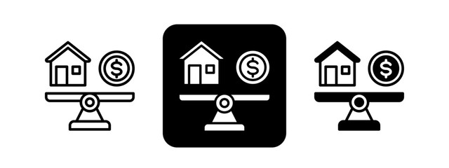 Finance  Solid color and black line drawing vector illustration set