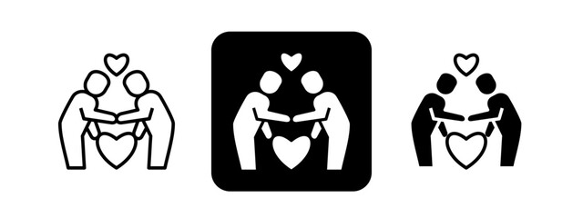 Respect  Solid color and black line drawing vector illustration set