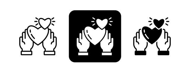 Compassion  Solid color and black line drawing vector illustration set