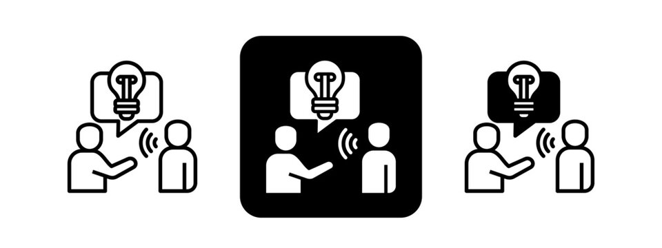 Listening Skills  Solid color and black line drawing vector illustration set