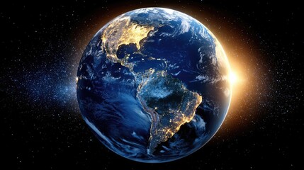 Earth at night showcasing lights of South America concept. A stunning view of Earth from space showcasing its beauty.
