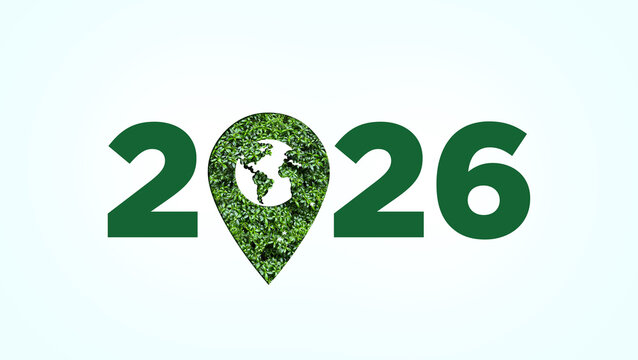 Green happy new year Tourism 2026, World Tourism day concept in upcoming year 2026 concept
