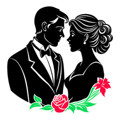Romantic Couple Silhouette - Bride and Groom
