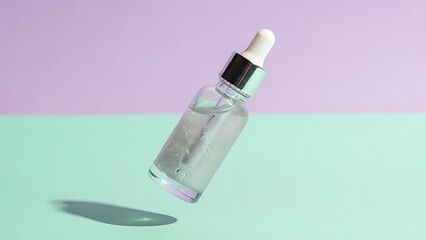 Elegant serum bottle for youthful skin care routine on pastel background for beauty product promotion